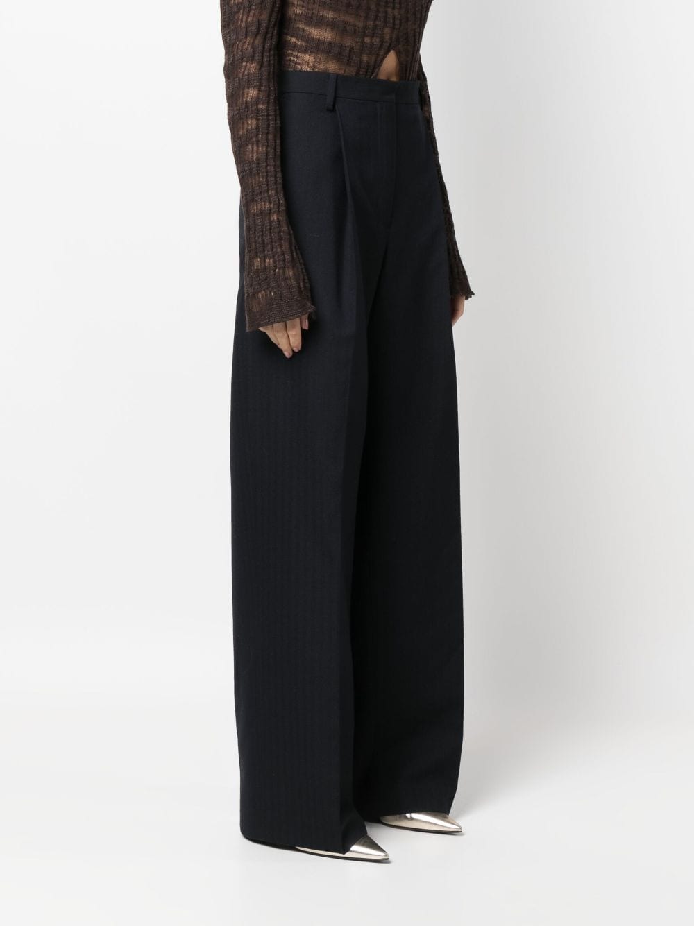 Navy blue porter tailored high-waisted trousers - women